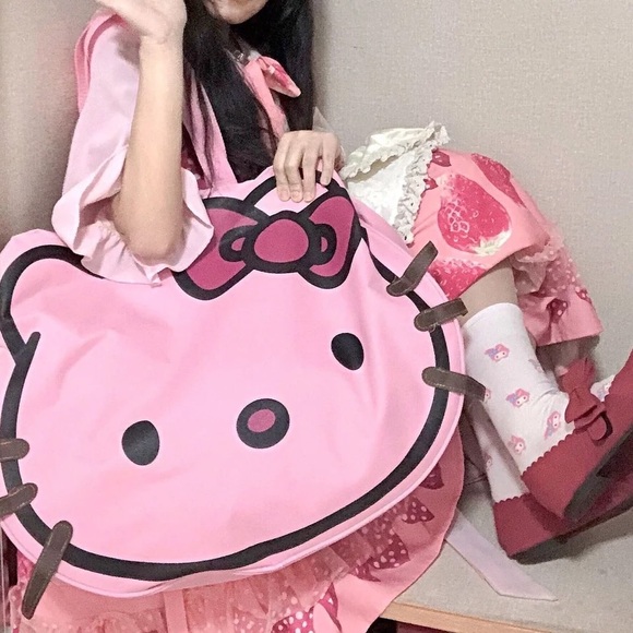 Hello kitty bag pink shoulder duffle large bag cute cartoon women travel… - Picture 6 of 9